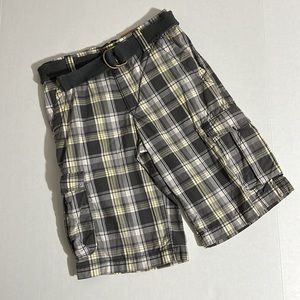 New Boys plaid URBAN PIPELINE Longer Length Messenger Cargo shorts Boys size 8